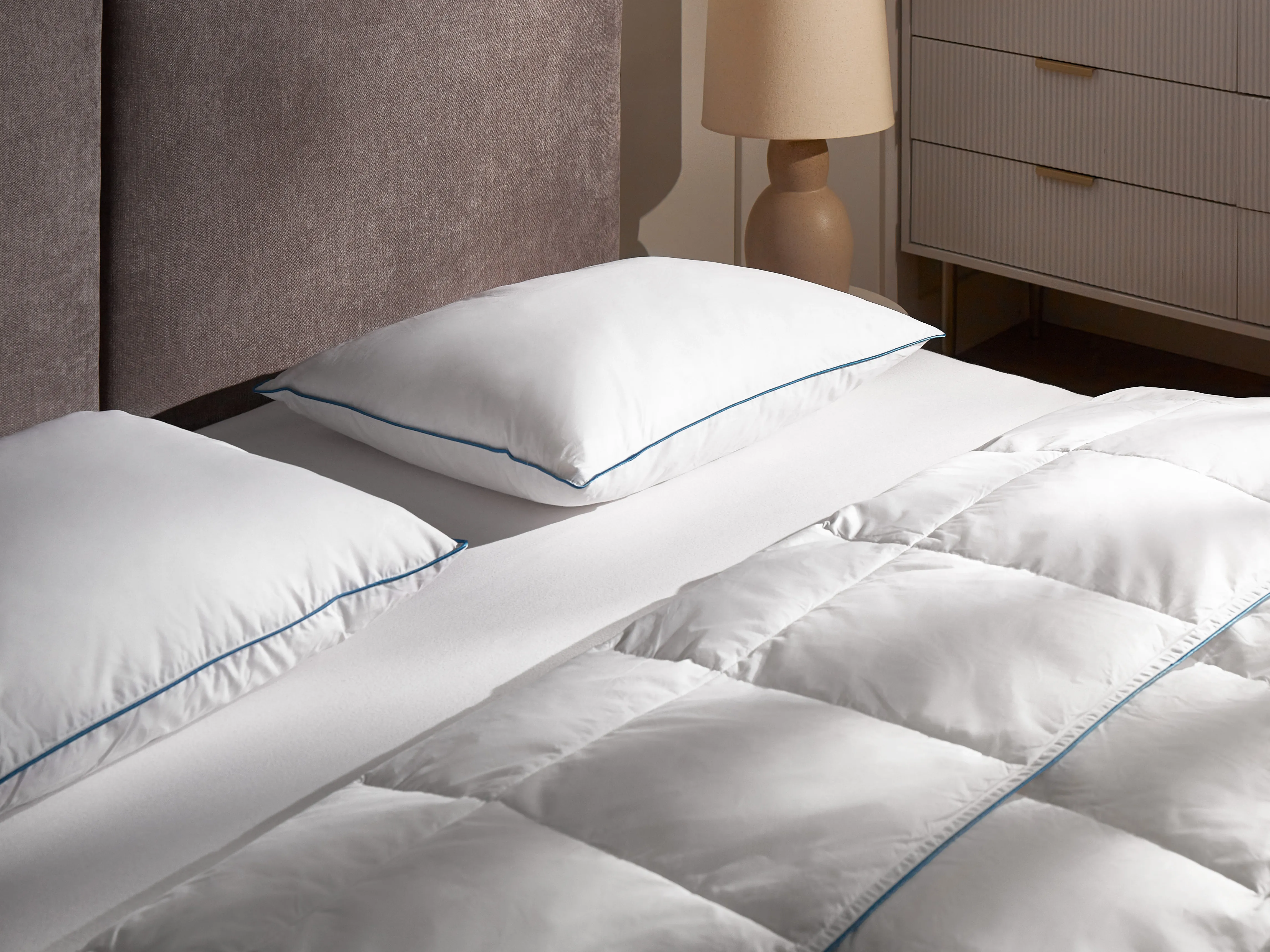 Bed Pillow ANETO High Duck Feathers and Down 50 x 60 cm White
