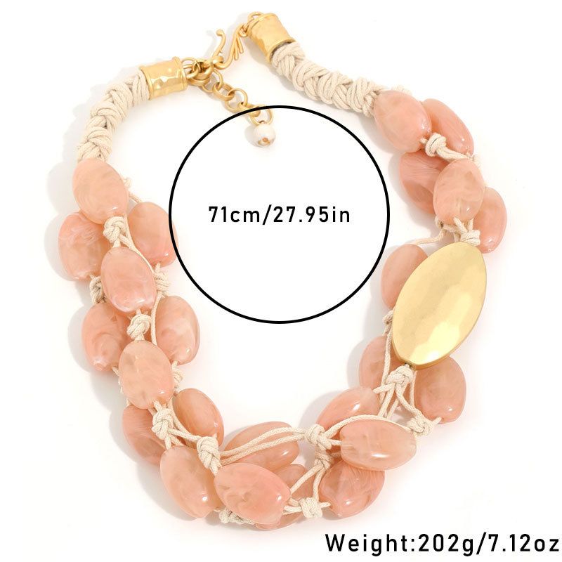 PEACH ACCESSORIES Chunky Peach Quartz & Gold Statement Necklace