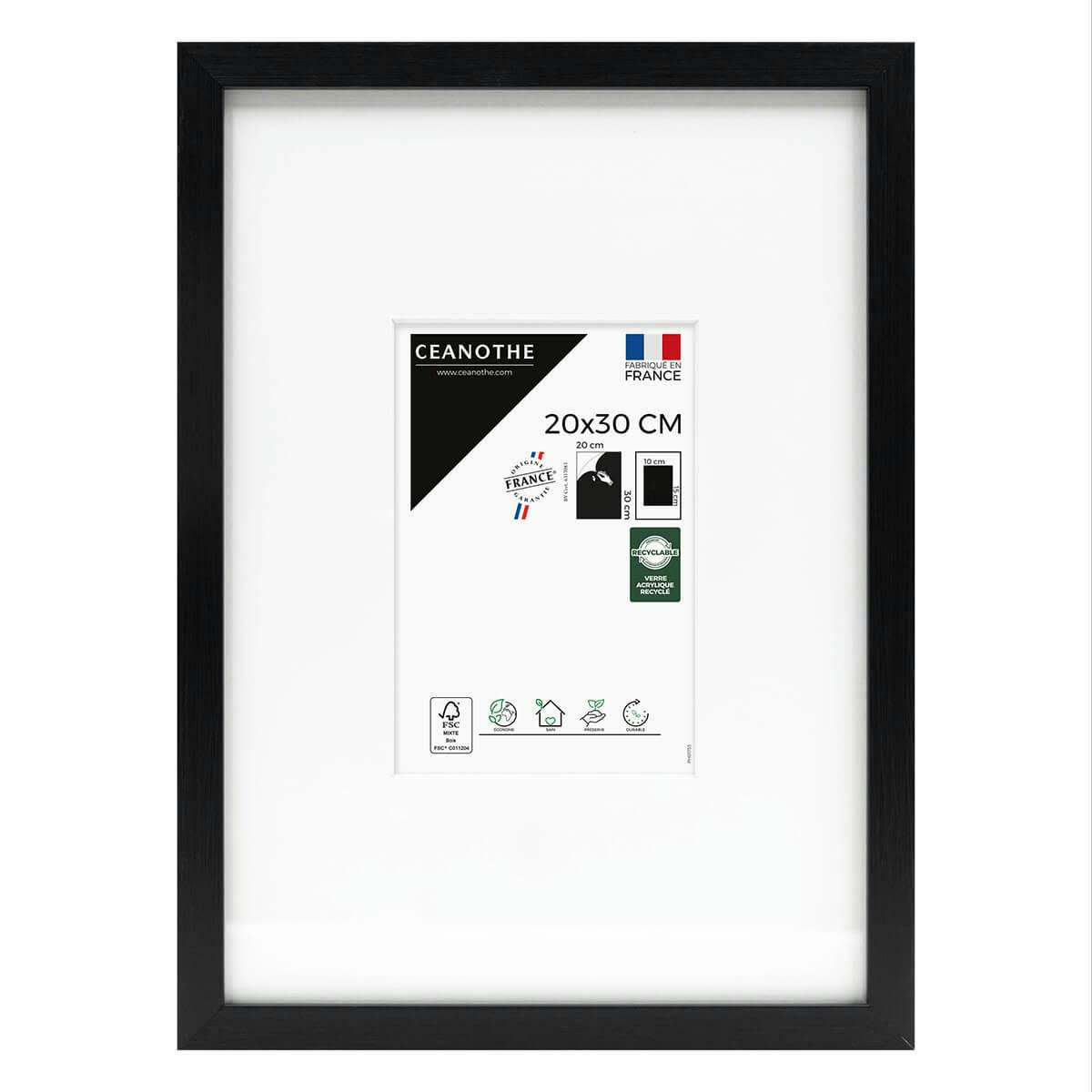 WILD - Cadre photo noir 20x30/A4 cm avec passe-partout résine recyclée