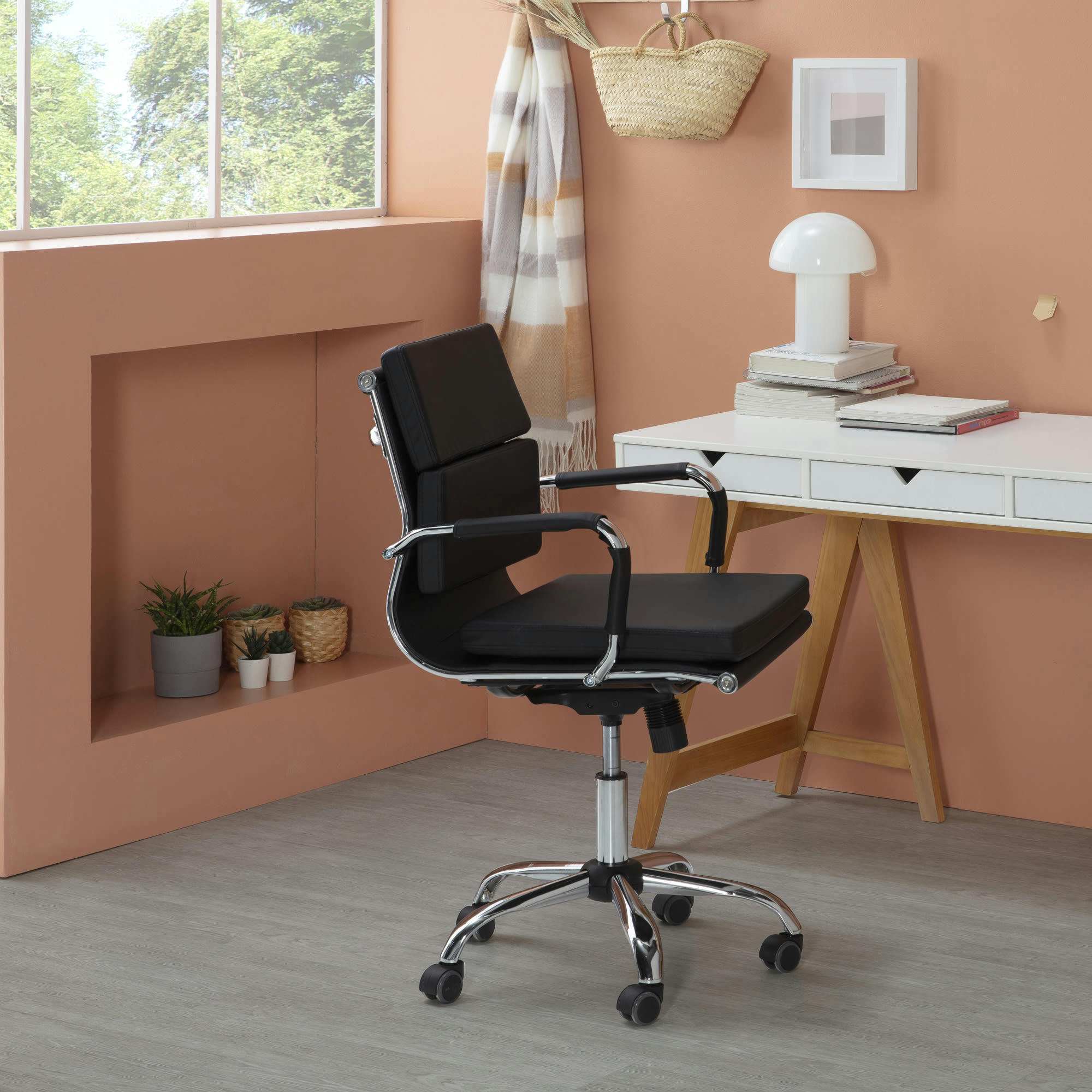 FENIX - Fauteuil de bureau inclinable noir, cuir synthétique