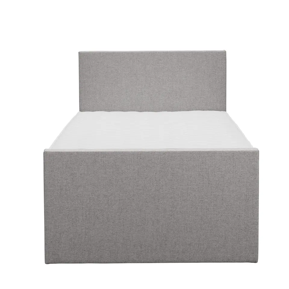 Boxspring met voetbord Liv egaal - lichtgrijs - 120x200 cm - slanke poot