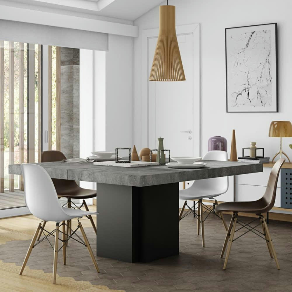 DUSK - Table effet bois béton et noir