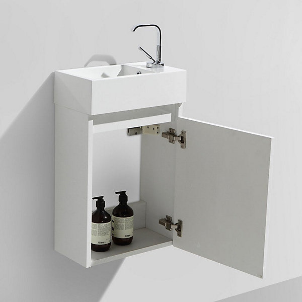 Meuble lave-main salle de bain design SIENA largeur 40 cm blanc laque