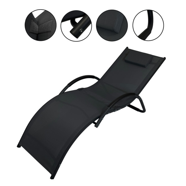 Leżak aluminiowy ogrodowy nowoczesny fotel leżanka zero gravity Swing szary