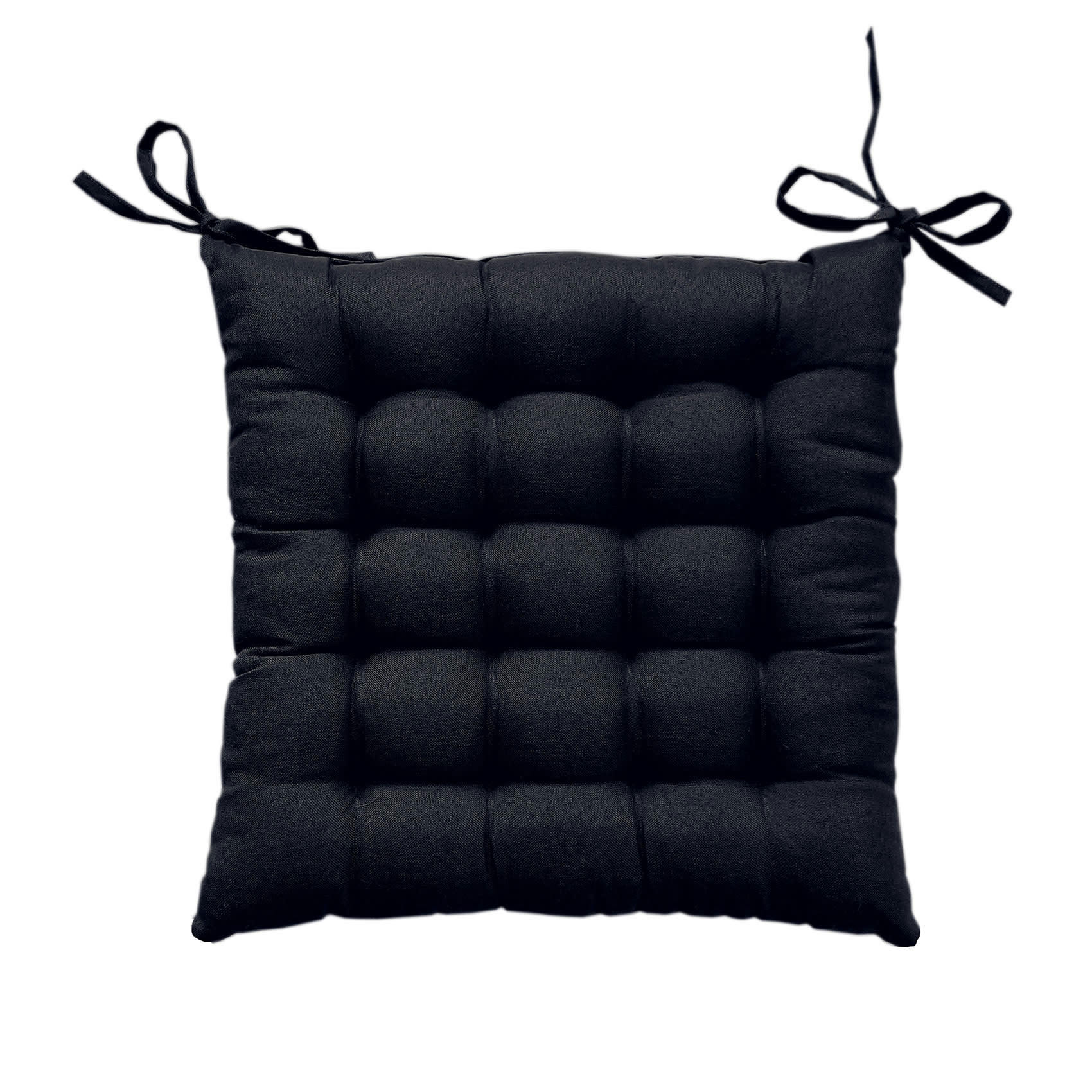 - Galette de chaise unie et piquée polyester noir 38x38 cm