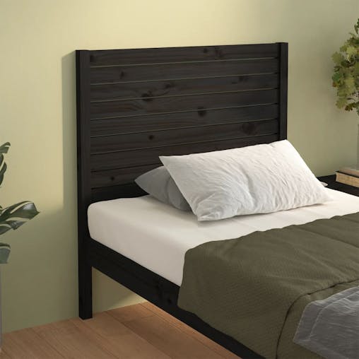 NNEVL Bed Headboard Black 96x4x100 cm Solid Wood Pine