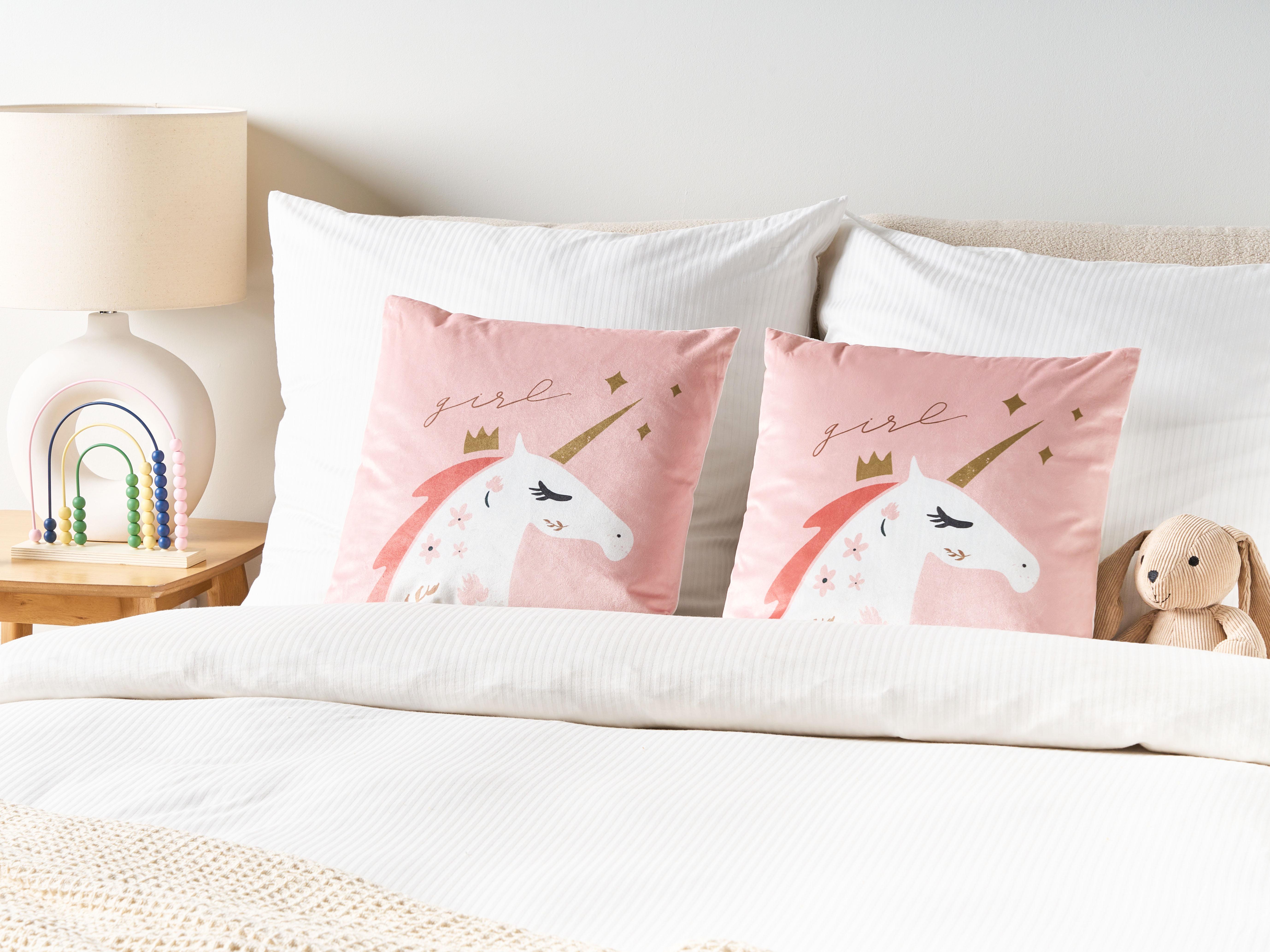 Set of 2 Decorative Cushions UNIOLA Velvet 45 x 45 cm Pink