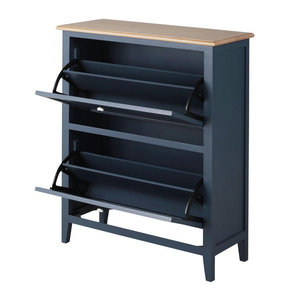 Antwerp - Meuble à chaussures 2 trappes bleu gris