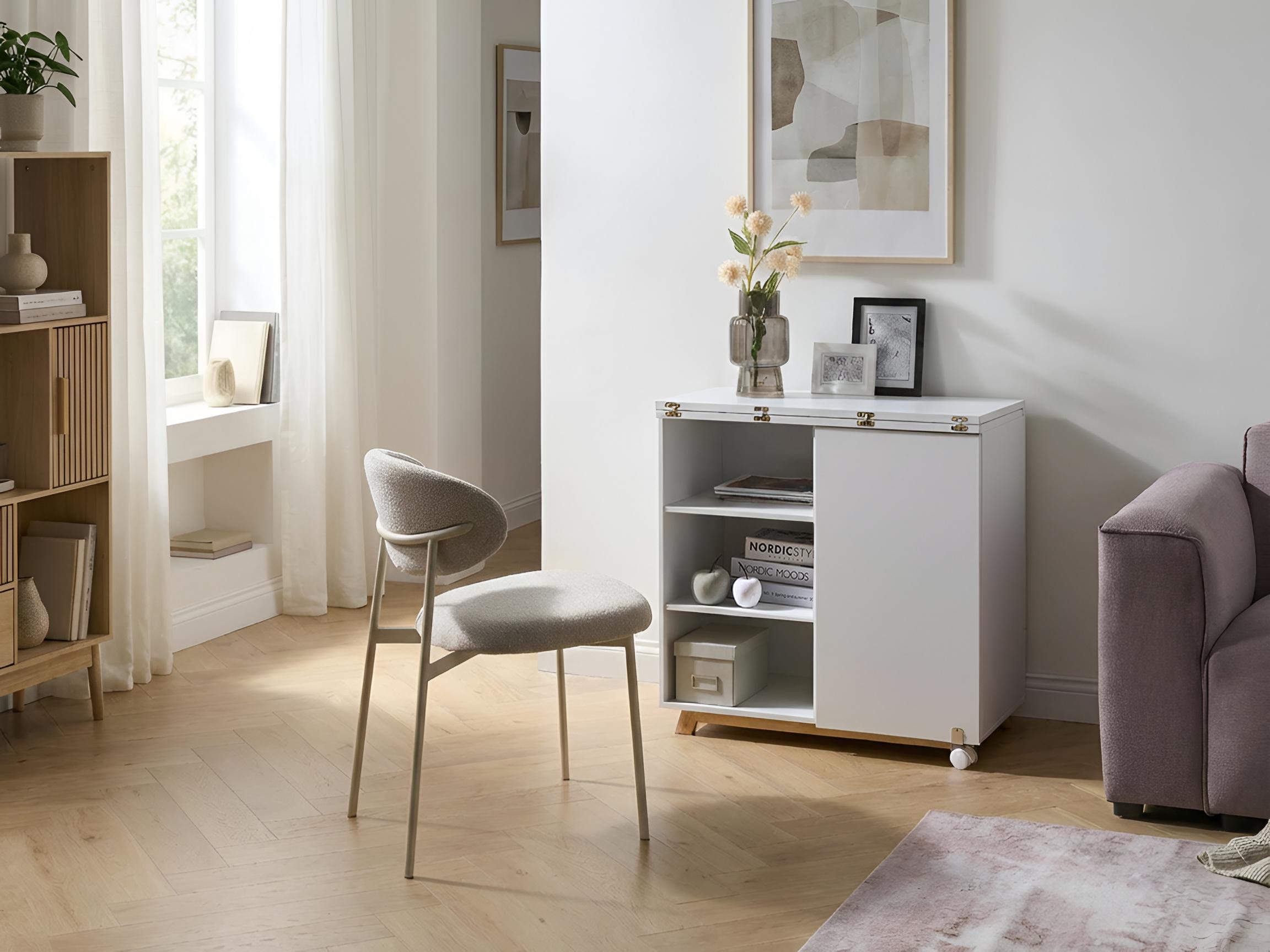 Cabinet Desk FLOMOT White 80 cm 40/80 cm Folding