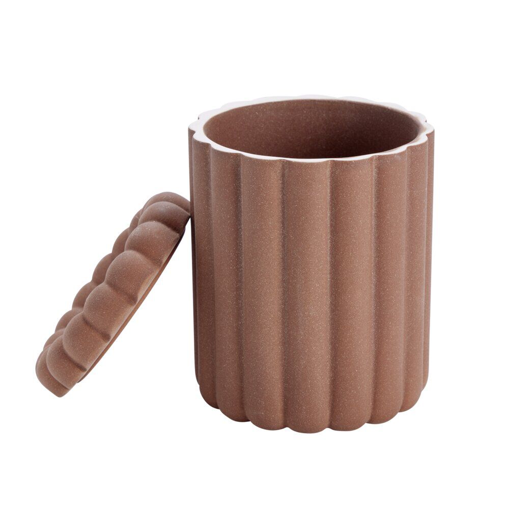 Pot de rangement en céramique forme cannelé Ø11xH18cm (2 modèles)