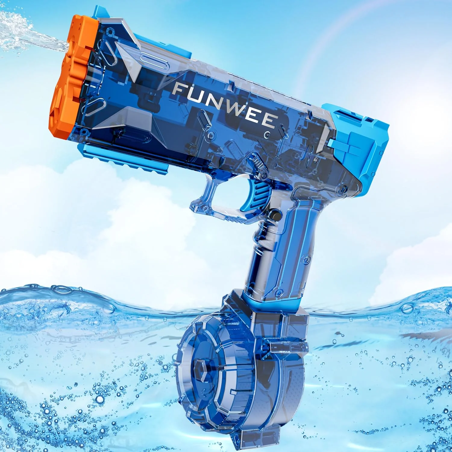 2 Pack Electric Water Guns, Full Automatic Electric Squirt Gun High Capacity 500+ Water Blasts, 28-32 FT Range Water Pistol Blaster Soaker, Summer Outdoor Pool Auto Water Toy for Adult Kid(Blue)