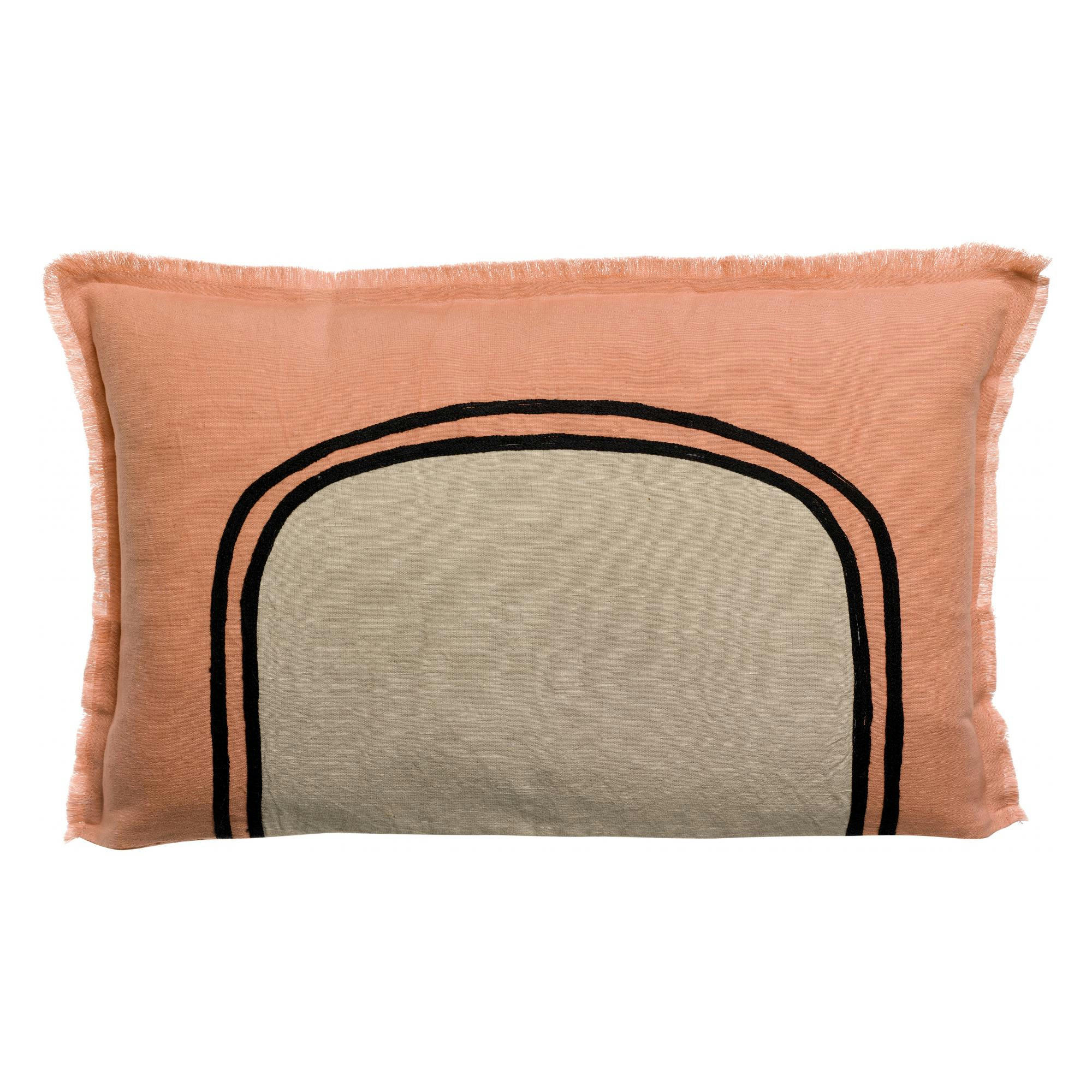 LALY BICOLORE - Coussin bicolore Laly en lin epice 40 x 65