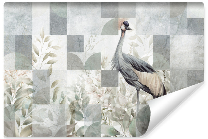 Fototapeta Żuraw Pośród Liści 90x60cm