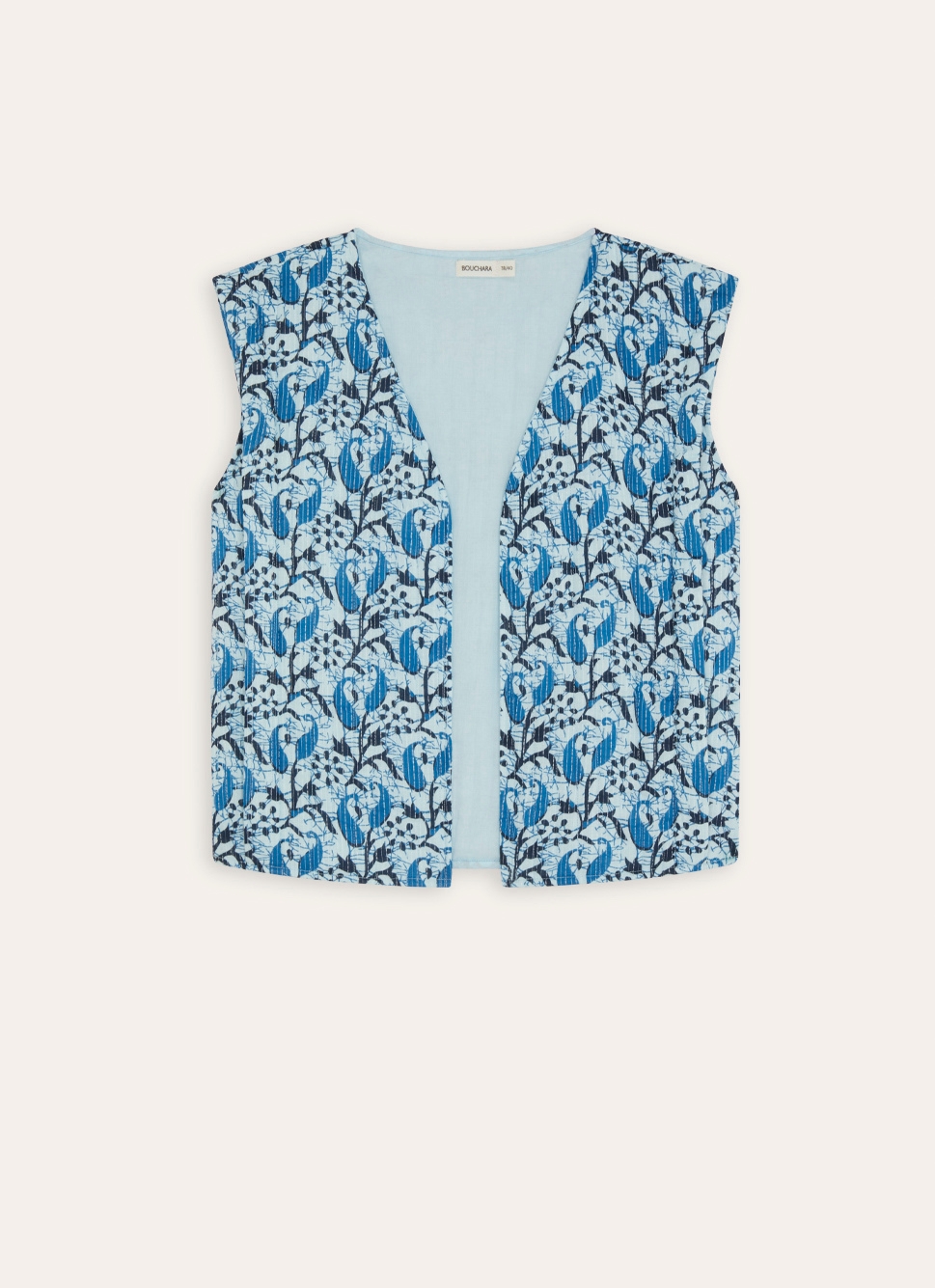 VESTE SANS MANCHE IMPRIMÉE MATELASSÉE BLEU CIEL