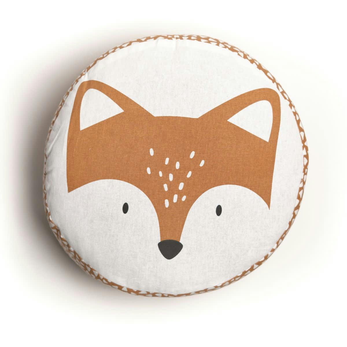 FUNNY RENARD - Pouf impirmé en coton orange 20x45