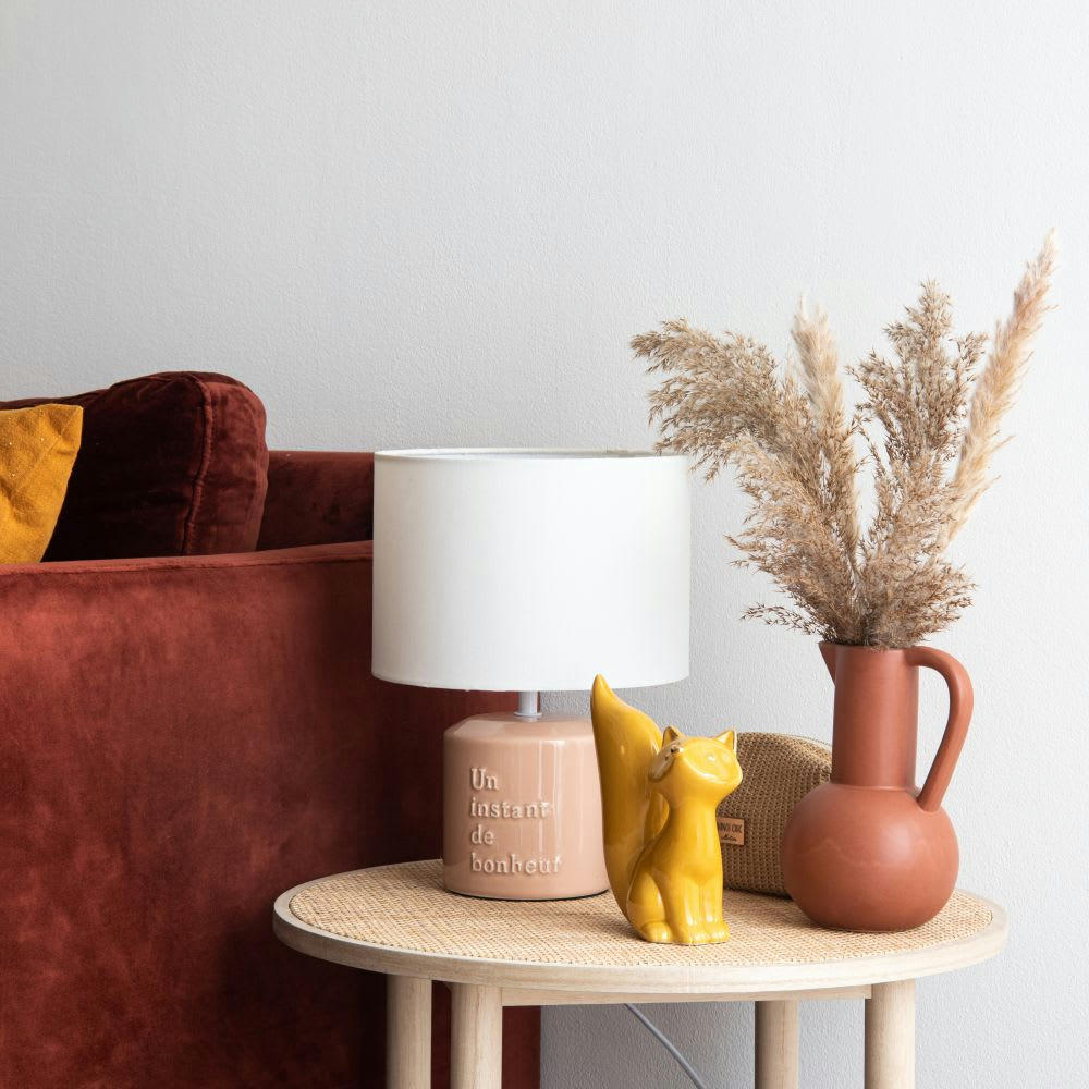 BERNARD - Statuette renard en porcelaine jaune H16