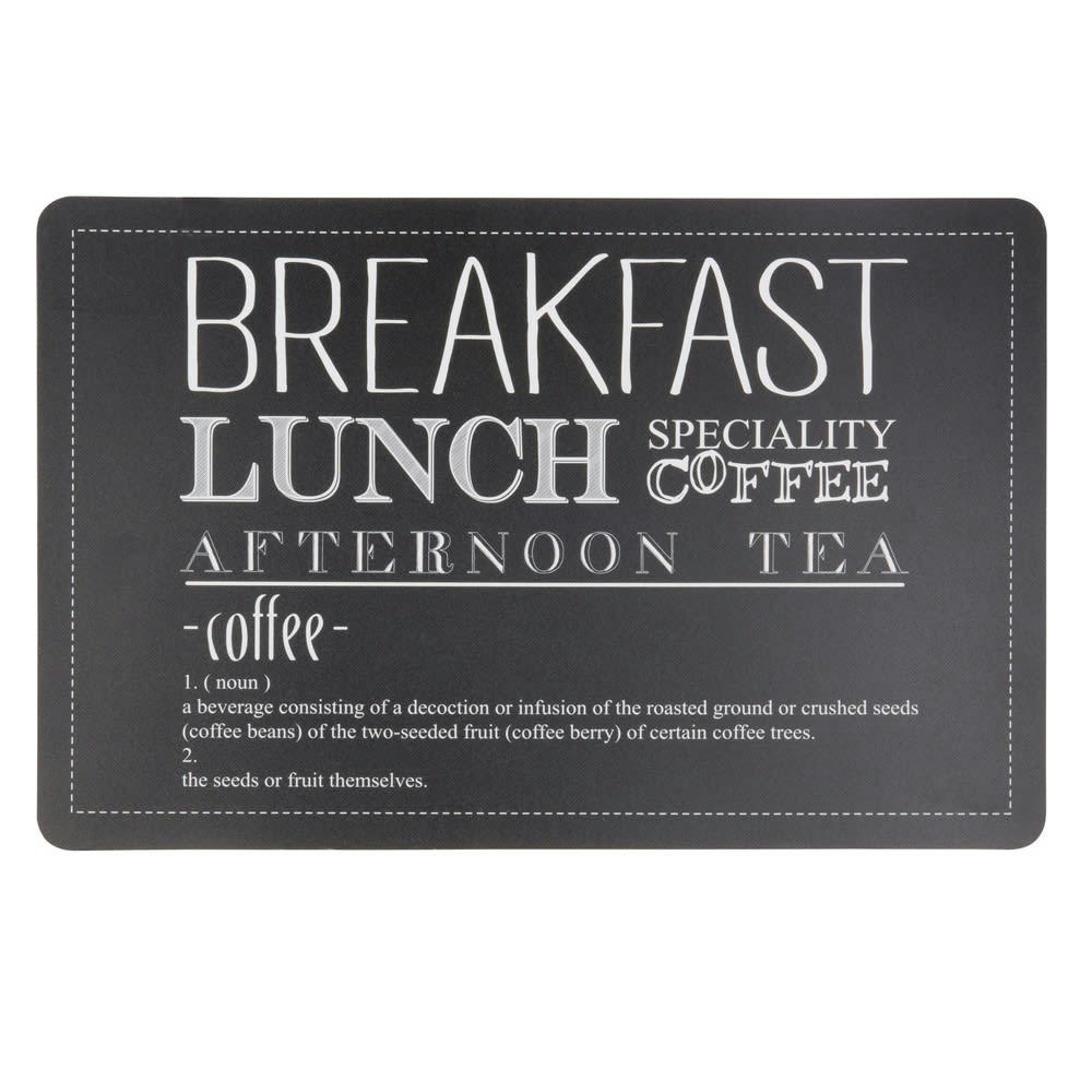 BREAKFAST LUNCH - Set de table en plastique noir