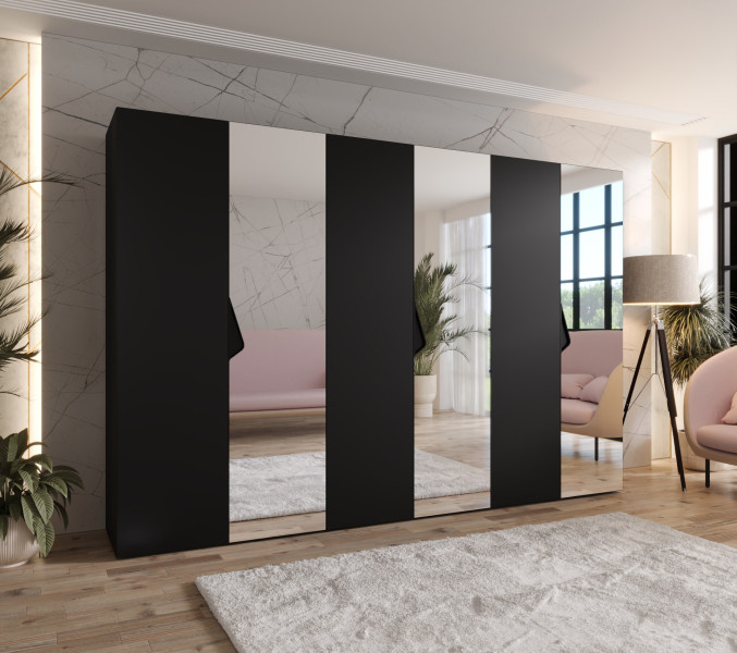 Szafa uchylna z lustrem SANDI 2 300 (3X100) wys 202 cm Czarny   u Czarny
