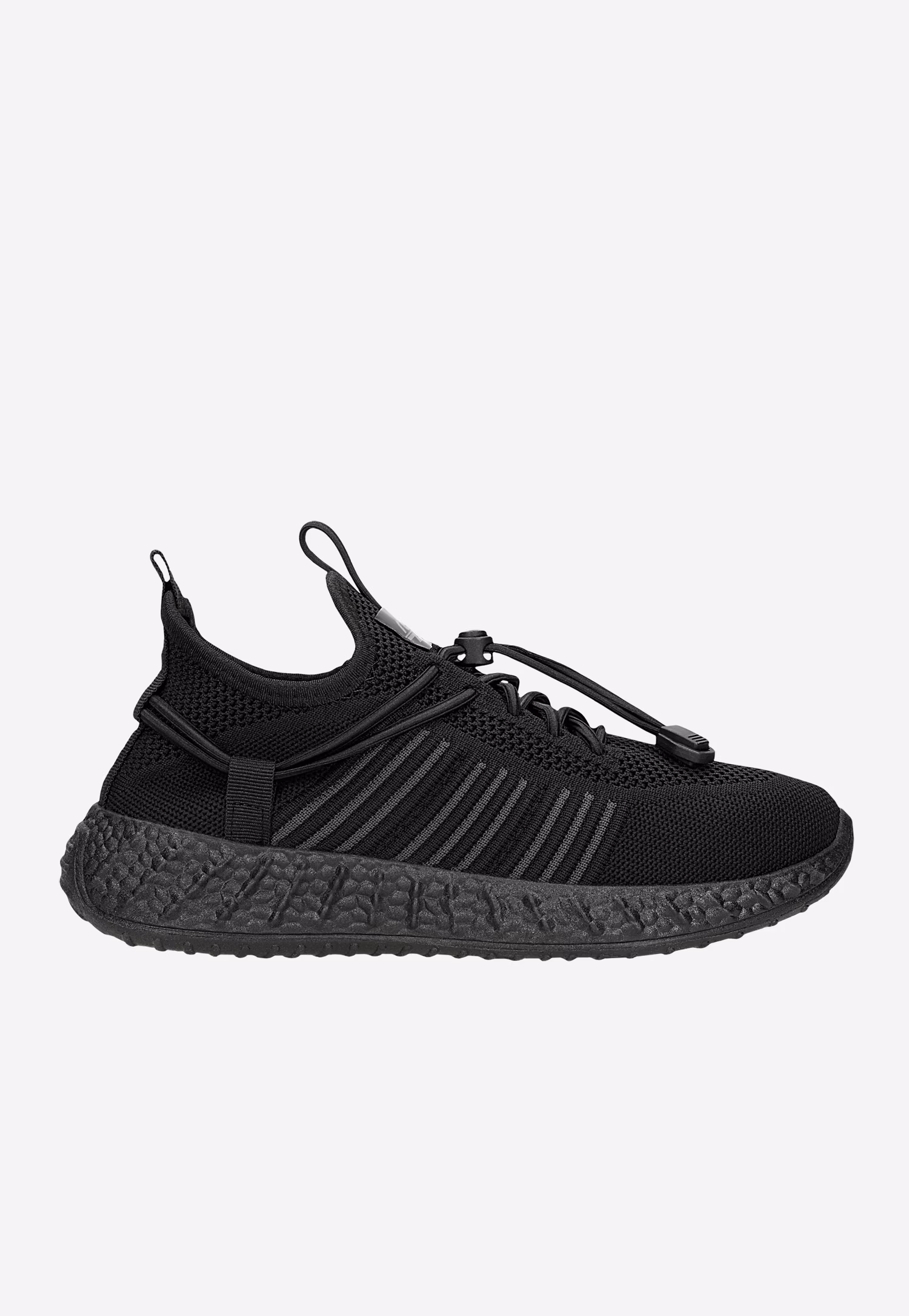 RELAKS czarne sneakersy siateczkowe na czarnej podeszwie
