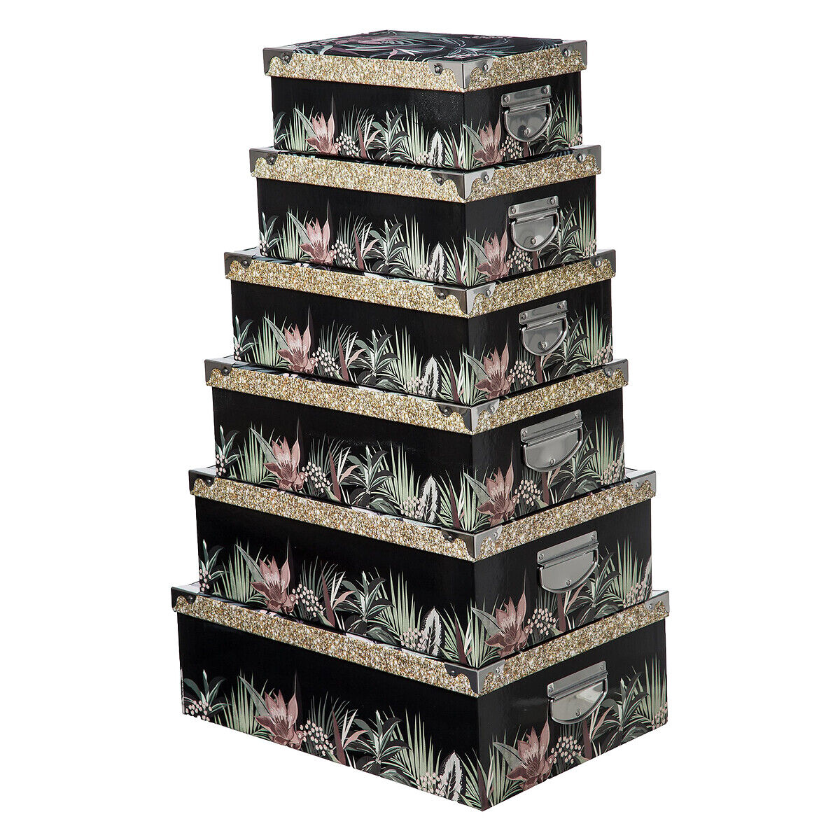 Conjunto de 6 caixas de arrumação LADY JUNGLE