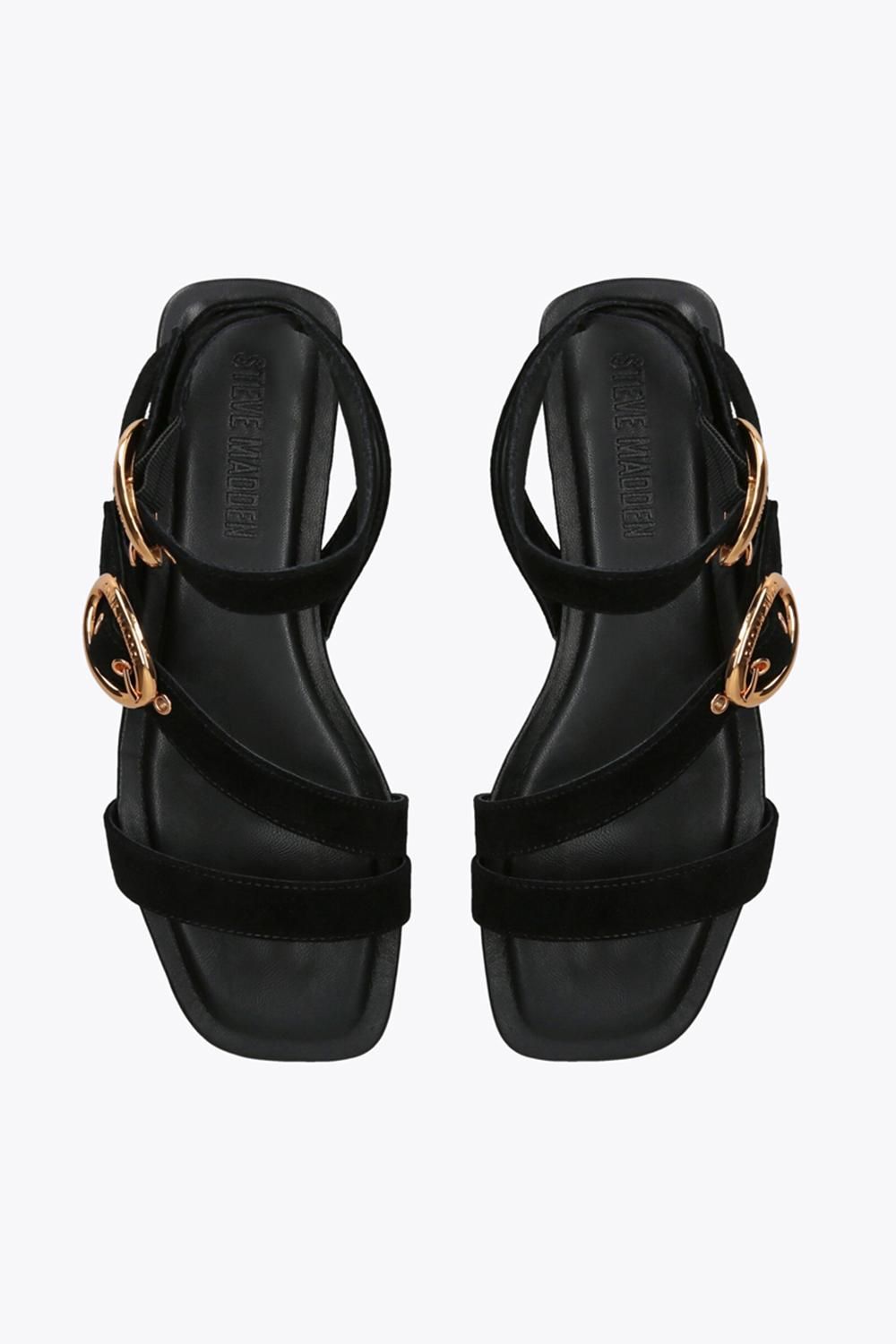 STEVE MADDEN Karmin Black Suede' Suede Sandals