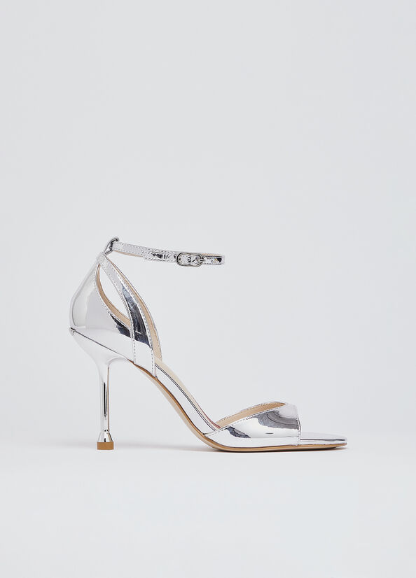 Sandali con tacco laminati a specchio