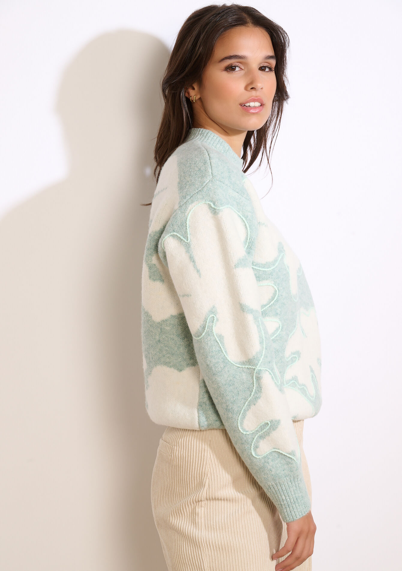 Zachte trui met grafisch motief