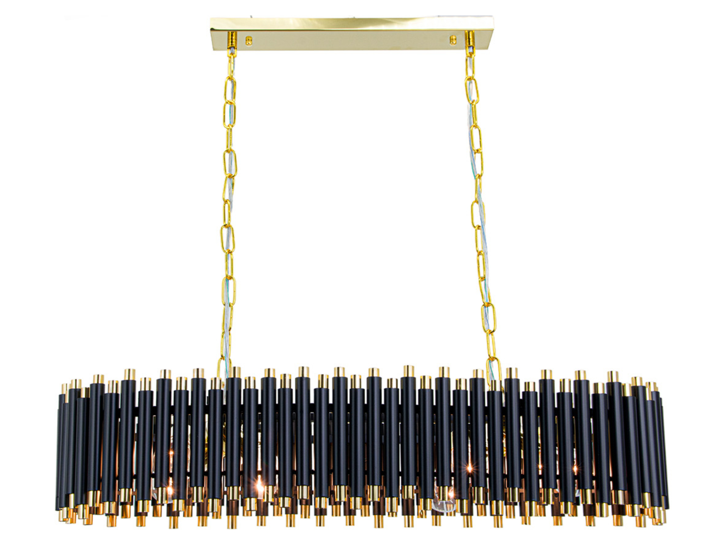 Lampa wisząca Narni 8-punktowa metalowa czarno-złota