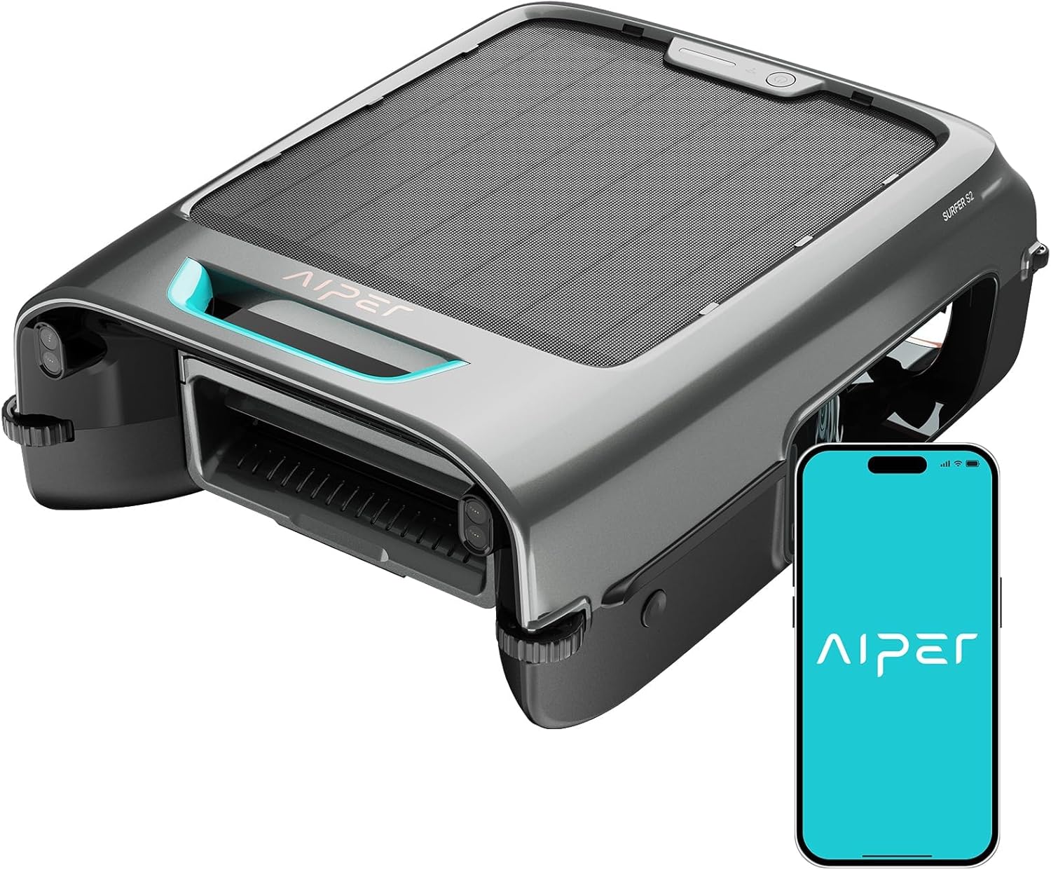 AIPER Surfer S2 Solar Powered Pool Surface Skimmer Robot with APP Support  24/7 Continuous Cleaning  Dual Charging Modes  Smart Obstacle Avoidance  150-um Filtration  OTA Upgrade