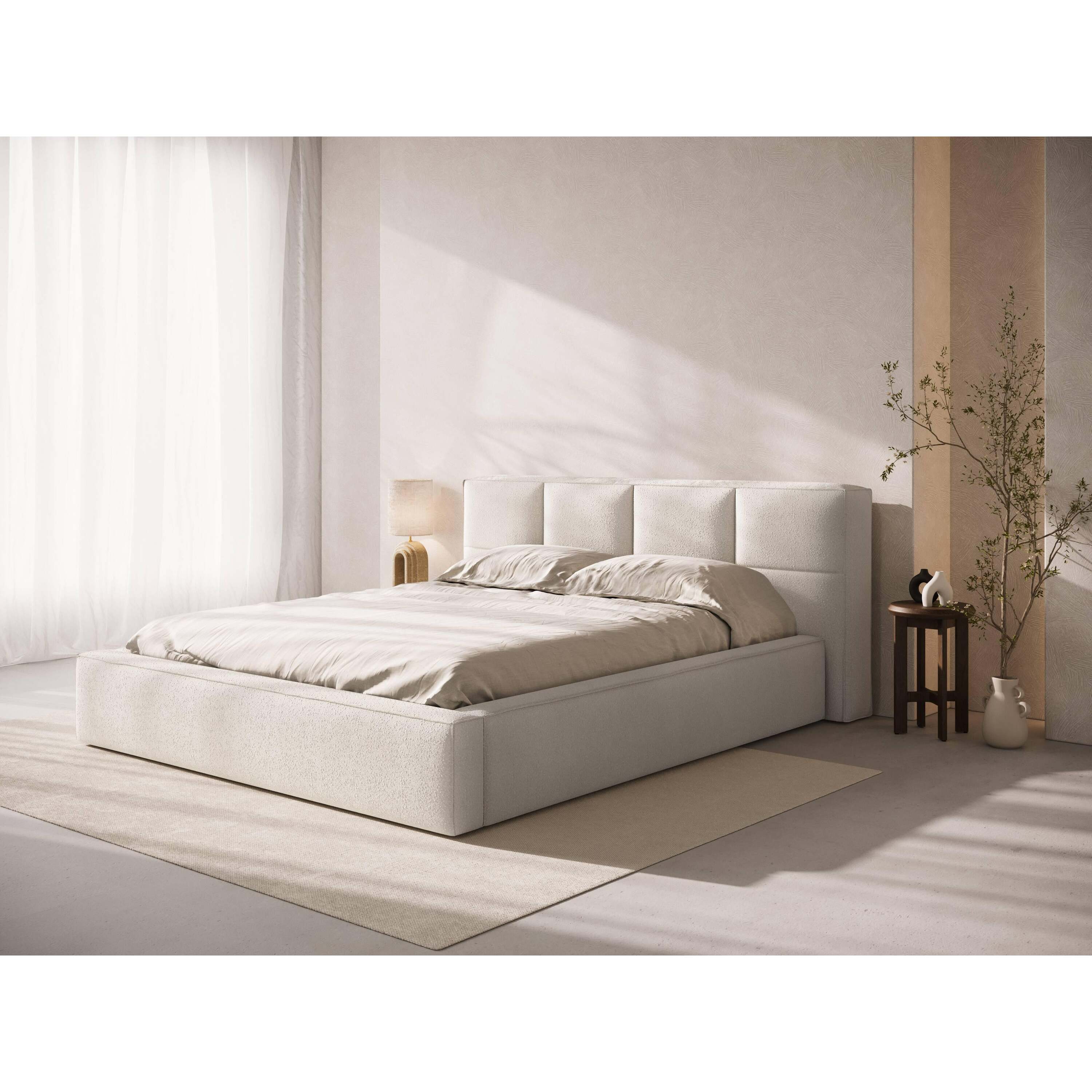 Micadoni Bedframe met opbergvak Simon 200x200 bouclé