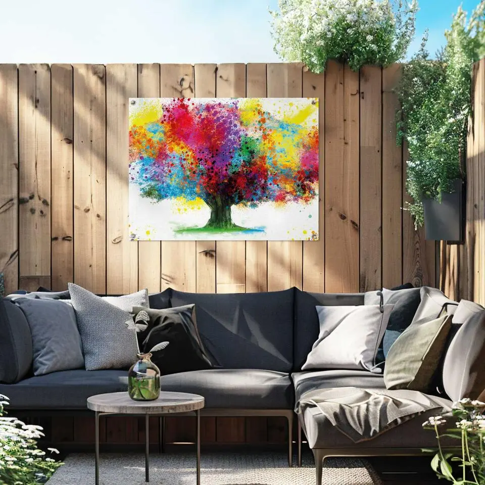Tuinposter Kleurrijke boom - 60 x 80 - Bont