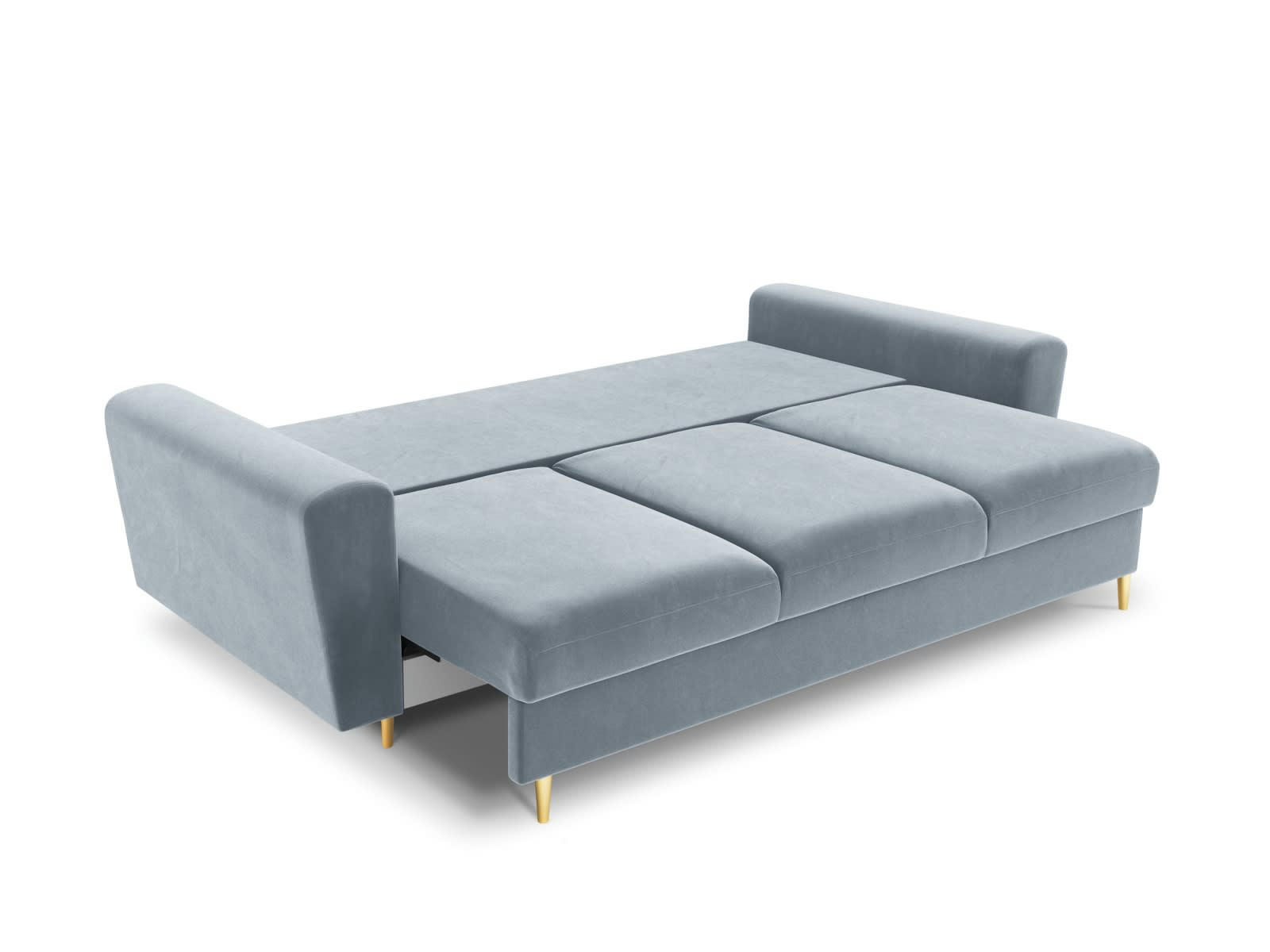 MOGHAN - Canapé convertible 3 places en tissu velours bleu clair