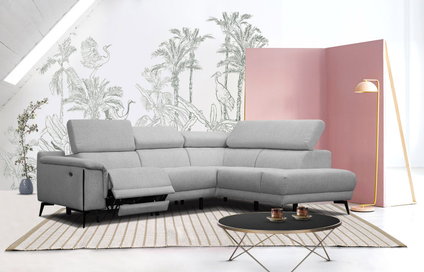 Sofa narożna 4 osobowa MATERA szara, 1 funkcja relaks