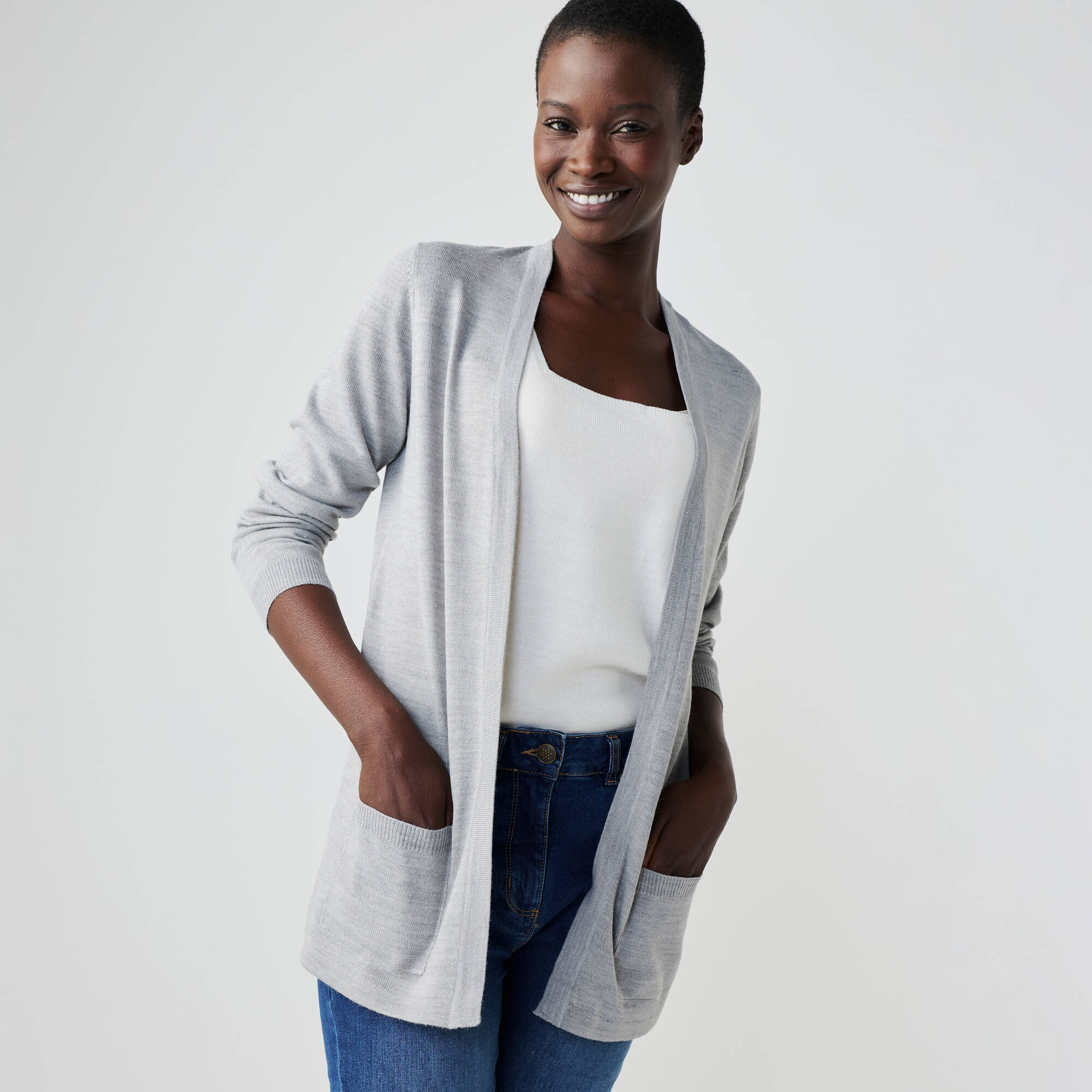 Gilet porter ouvert, maille toucher doux