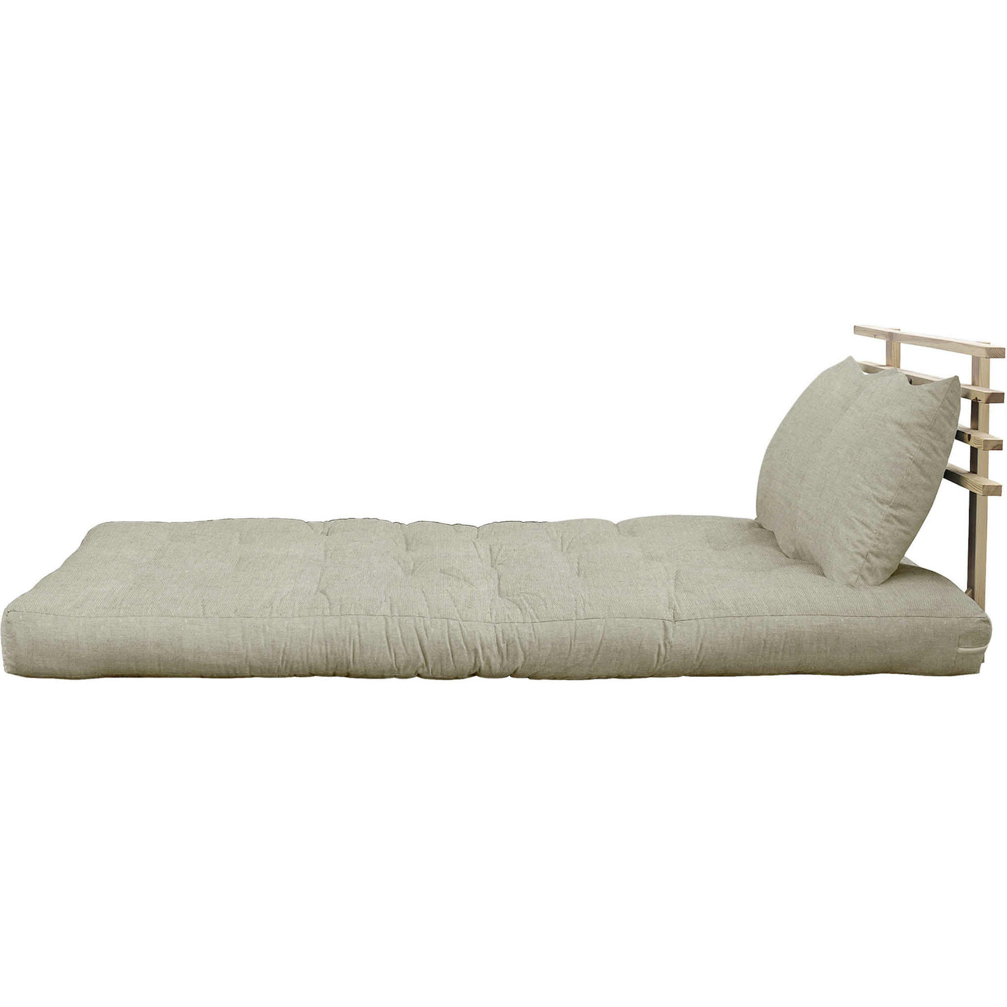 - Tête de lit en pin massif avec futon lin 140x200