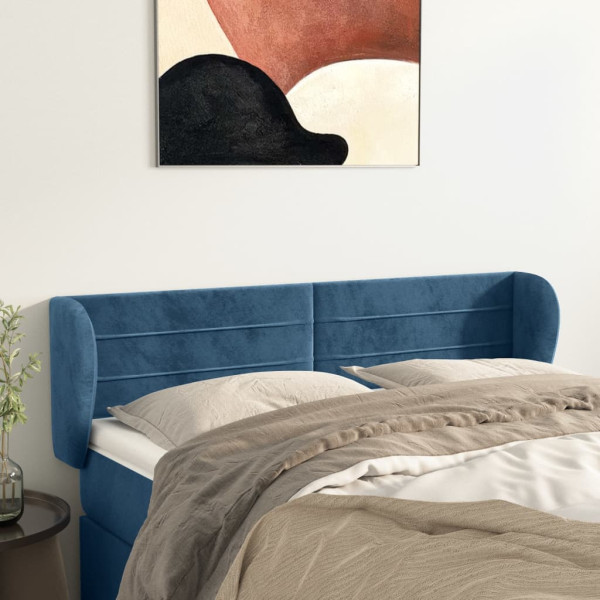 Wezgłowie Niebieski 147 x 23 x 78/88 cm Aksamit vidaXL