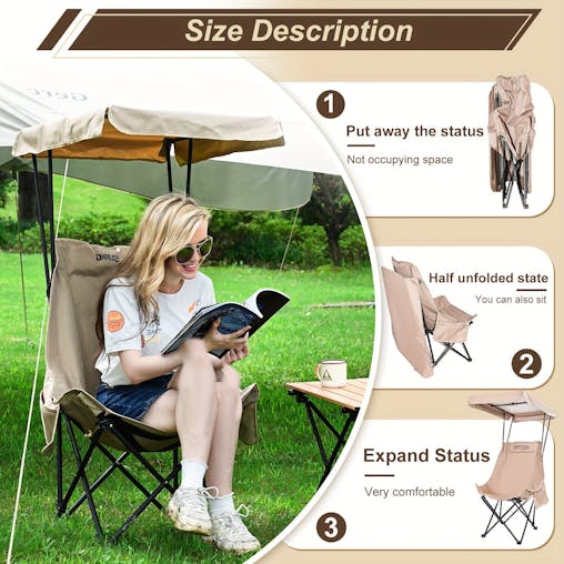 NNETM Foldable Camping Chair with Sunshade