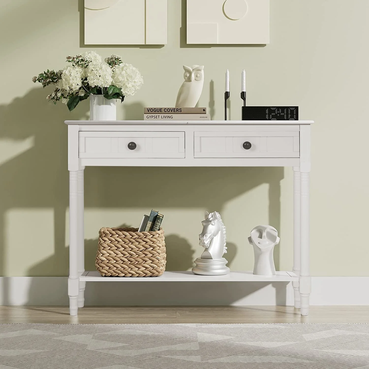 Modern 2-drawer Console Table with Shelf-35.4 L x 13.8 W x 30.1 H