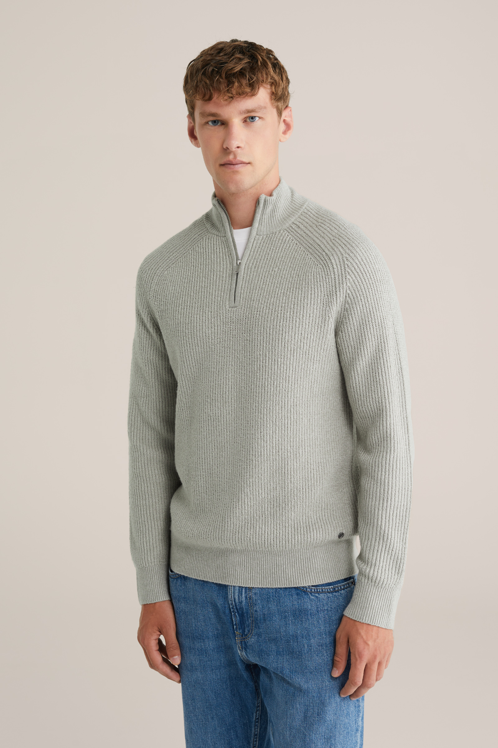 Heren regular fit trui met quarter-zip