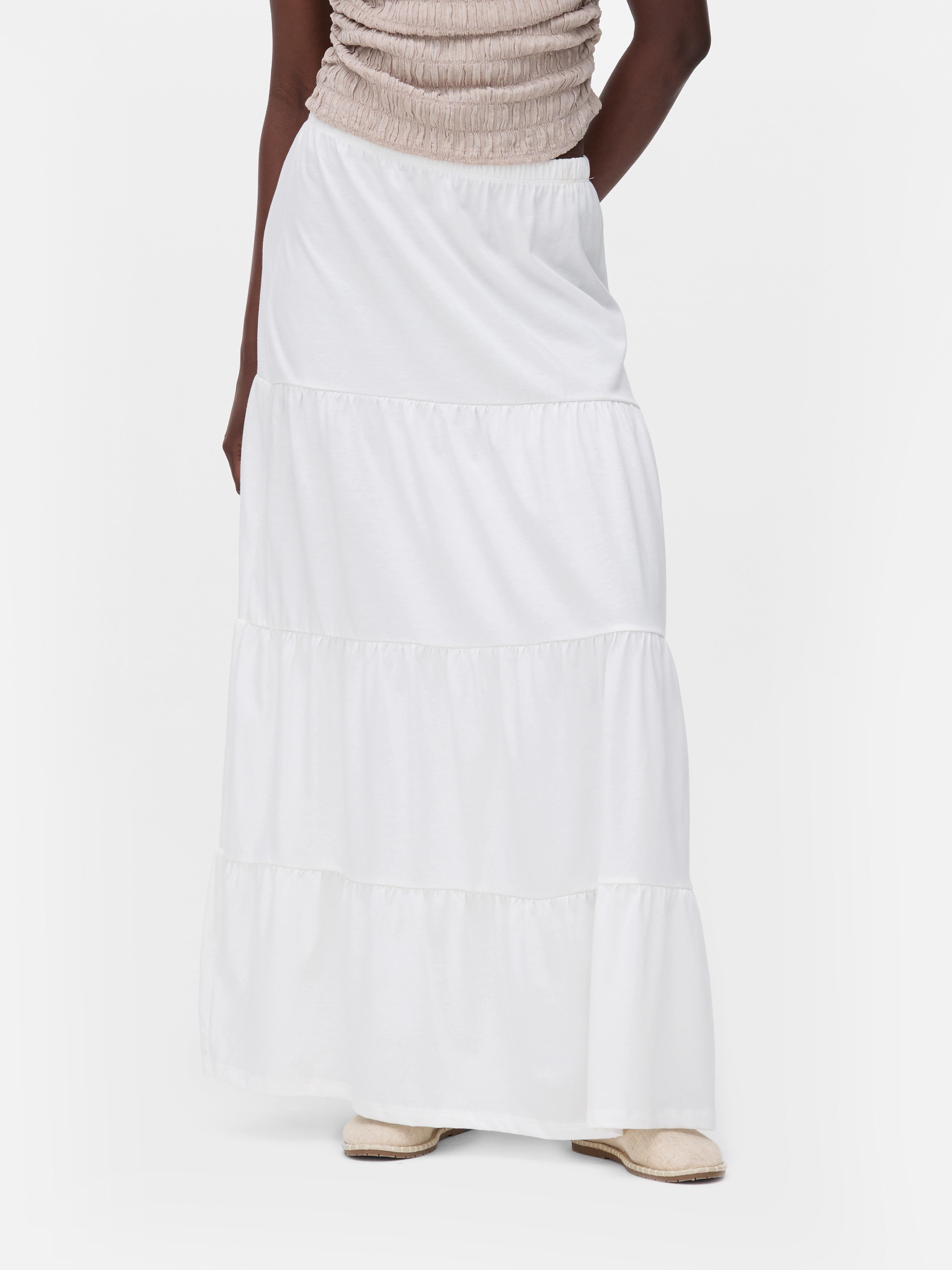 Cotton Tiered Maxi Skirt