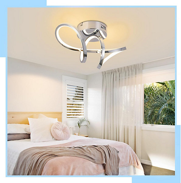NETTLIFE Plafonnier LED chambre lampe de chambre moderne design chromé 12W intérieur 3000K blanc chaud