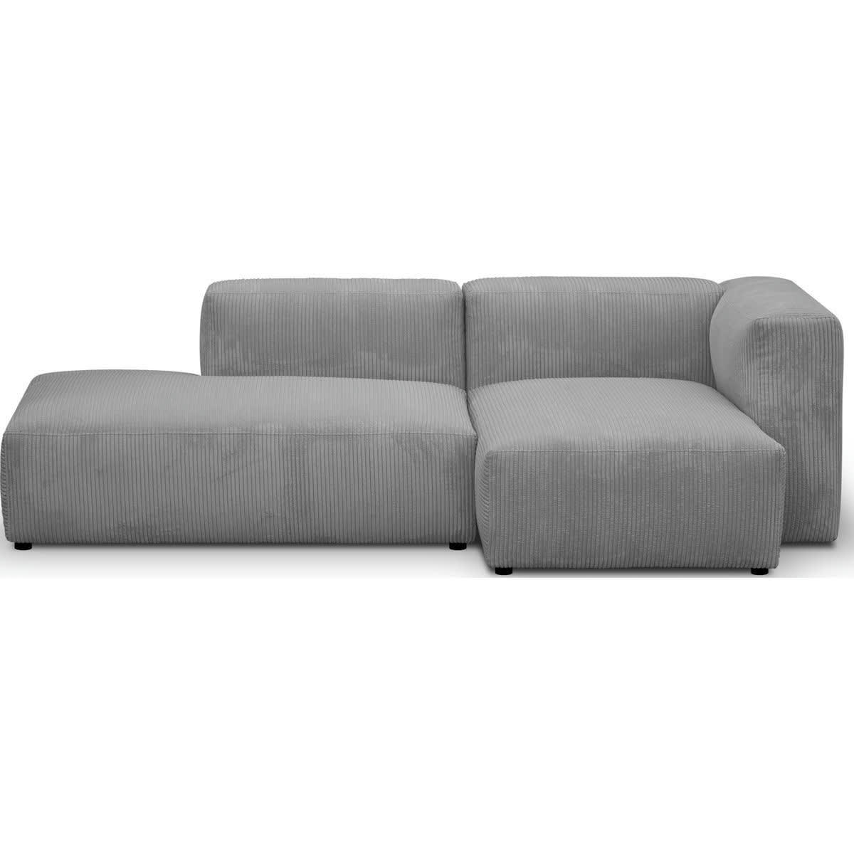 MODULO NEW - Canapé modulable angle droit 3/4 places en velours côtelé gris clair