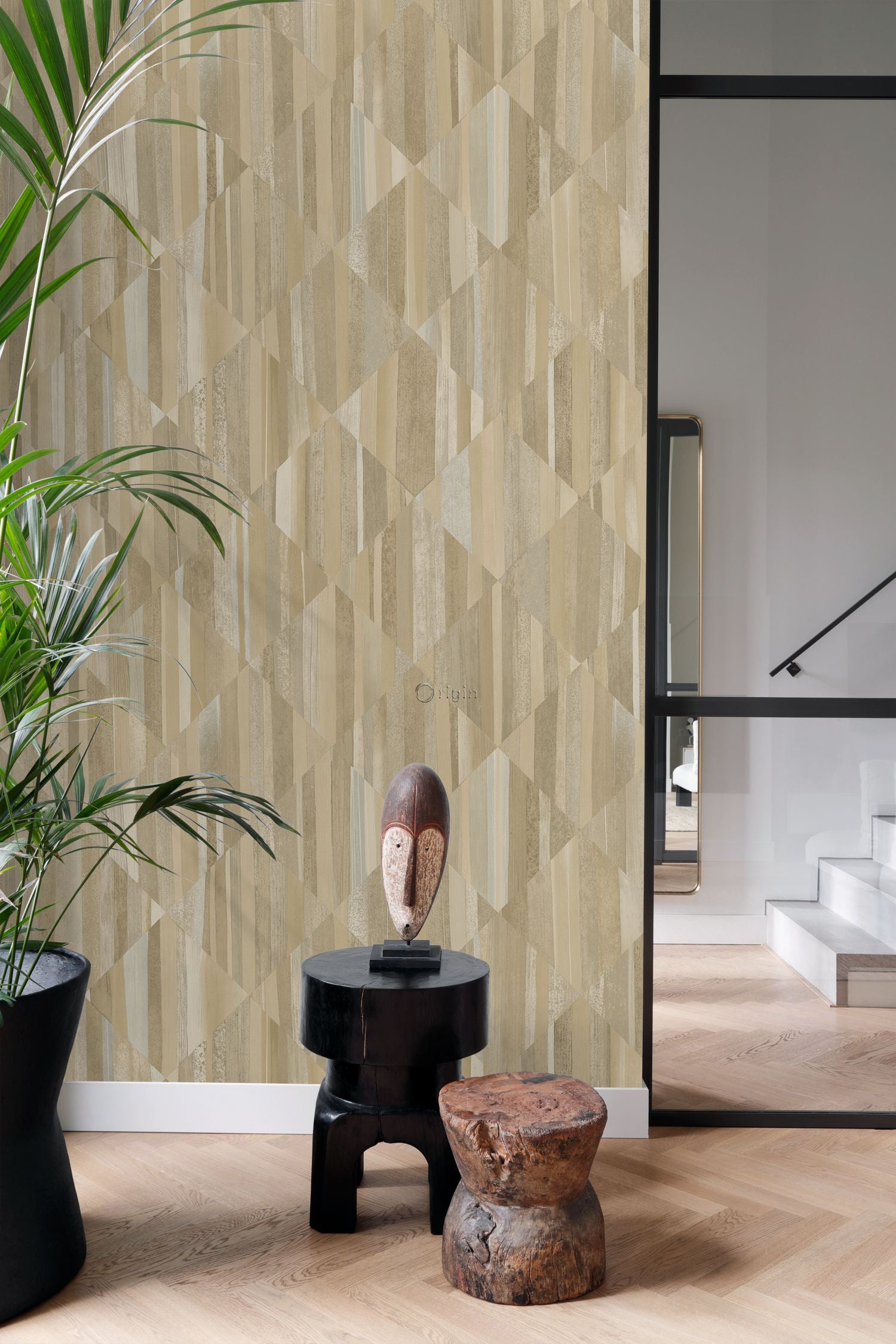 Origin Wallcoverings fotobehang 3D-houtmotief beige - 150 x 279 cm - 357296