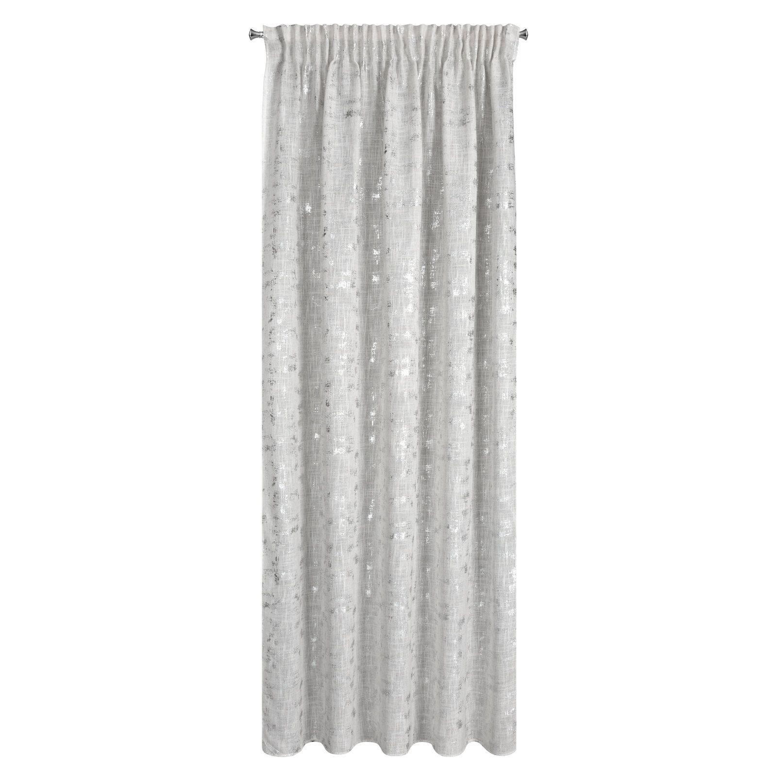 Zasłona INES 140x270 cm naturalna eco len srebrzysty nadruk na taśmie