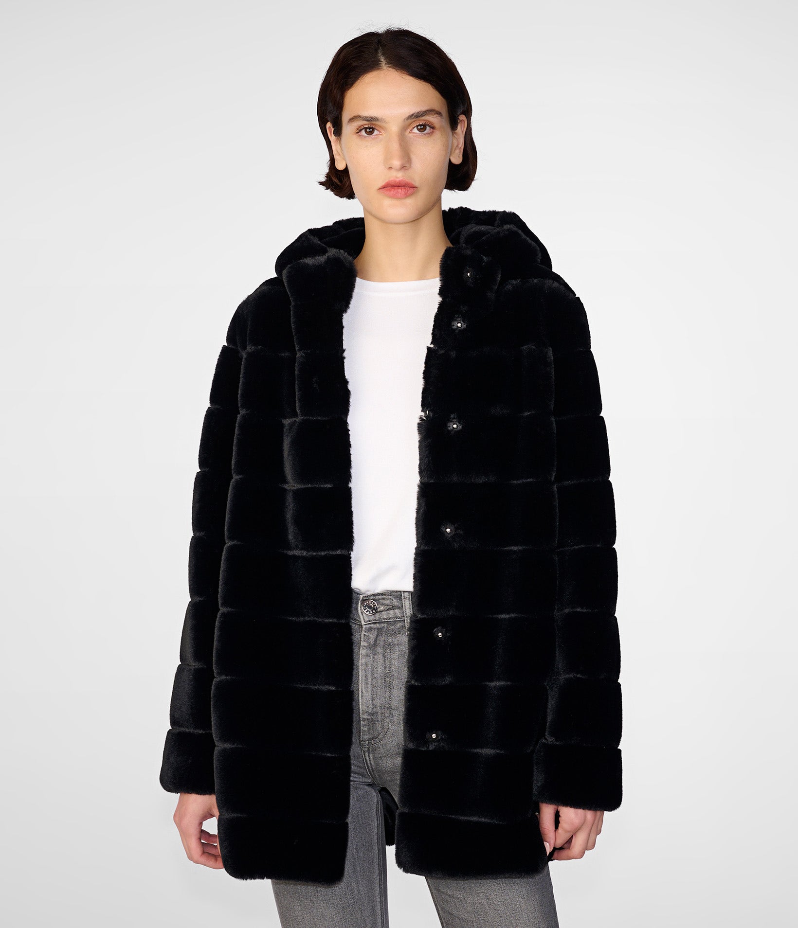 Hooded Faux Mink Coat