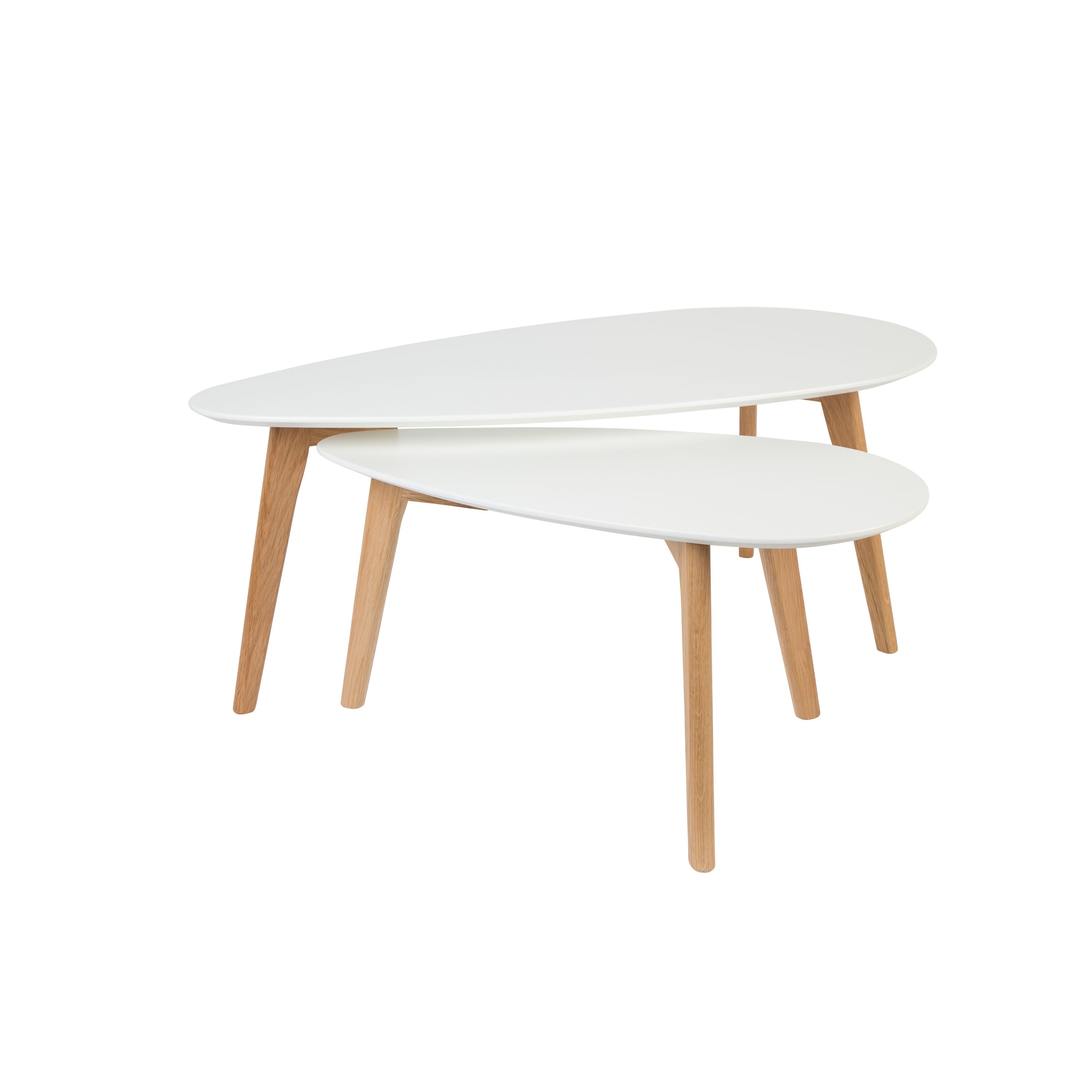 Housecraft Living Drop Bijzettafel Ovaal Hout Wit - Set van 2