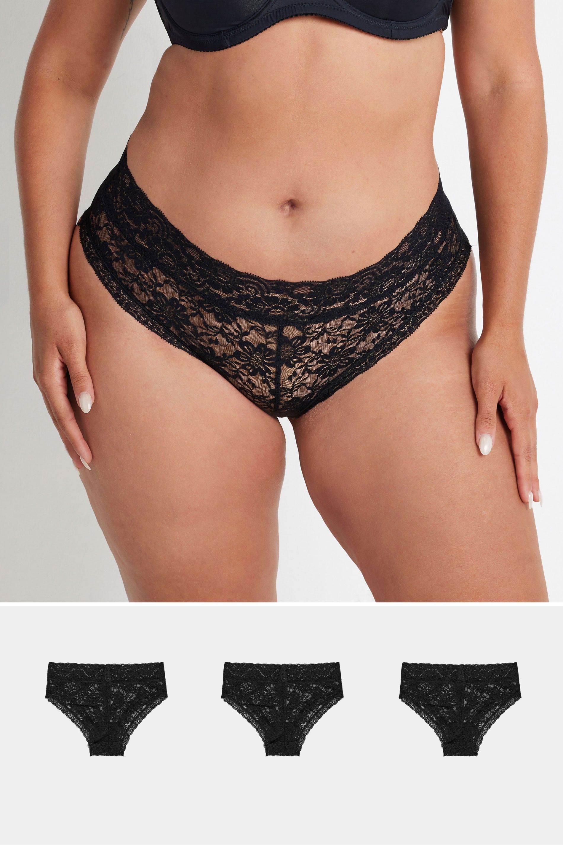 Yours 3 Pack Lace Brazilian Briefs