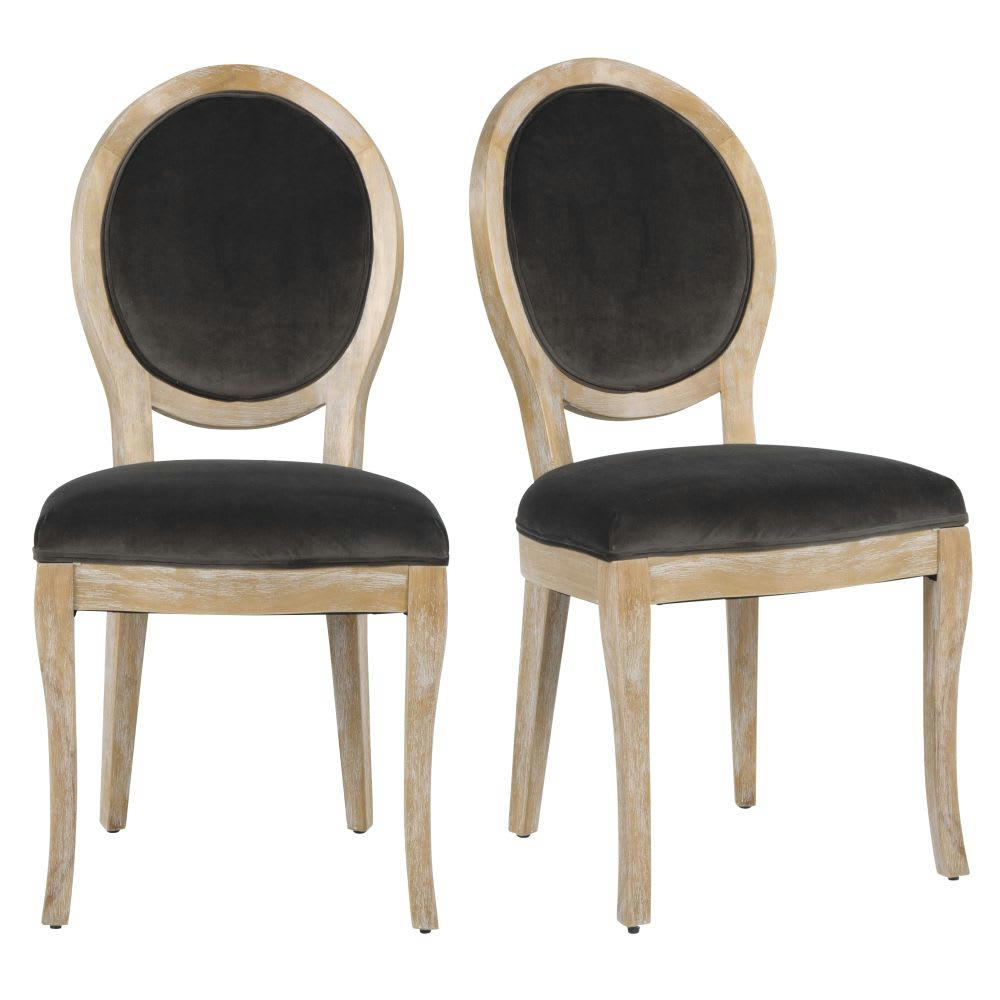 Joséphine - Chaises en velours taupe (x2)