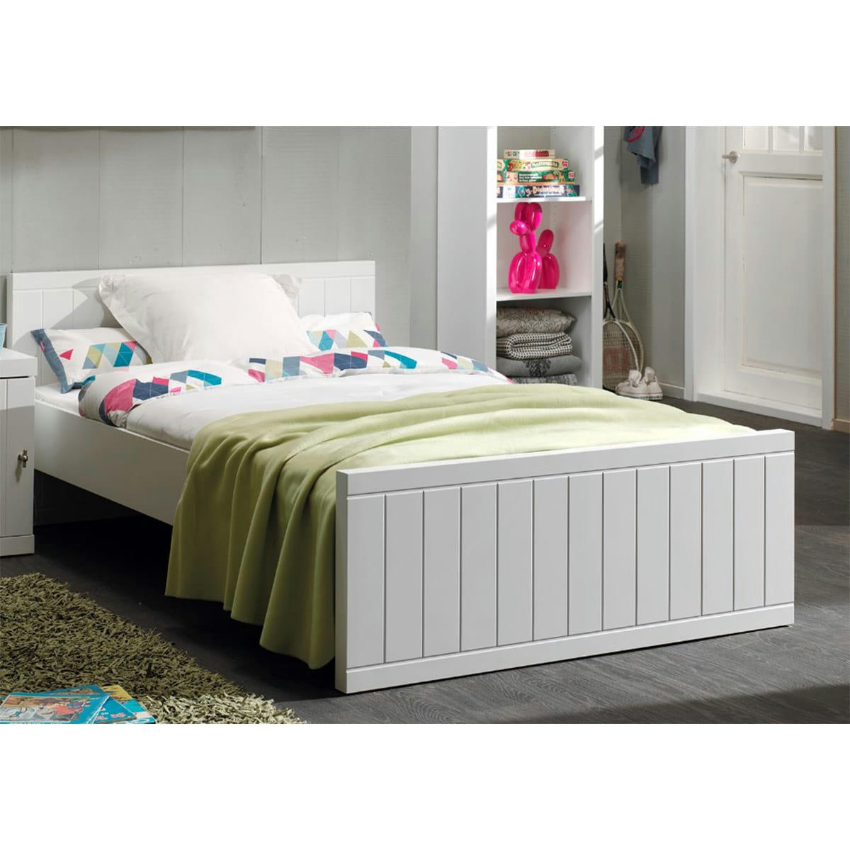 ROBIN - Lit 120x200 sommier inclus blanc
