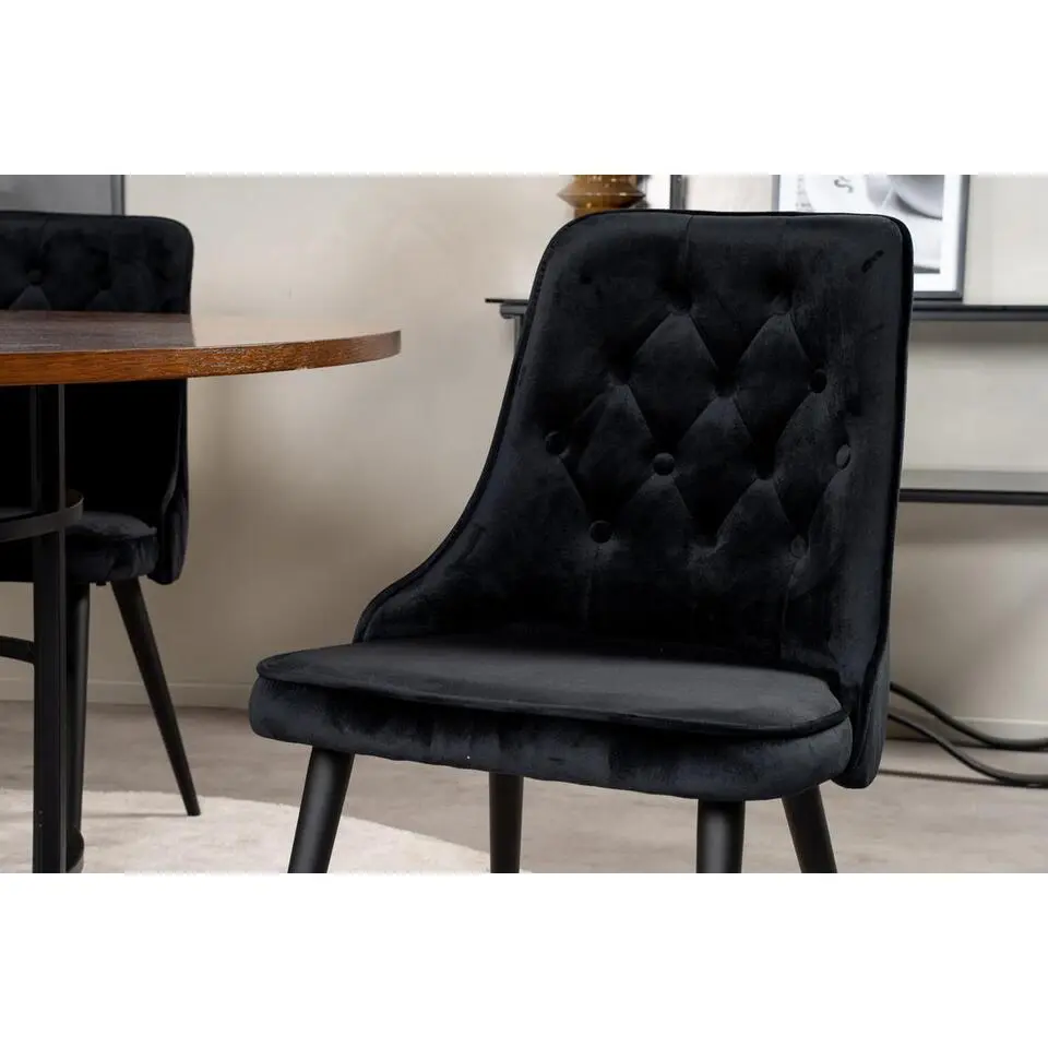 Svea - Sino eetkamerstoel - velvet - zwart